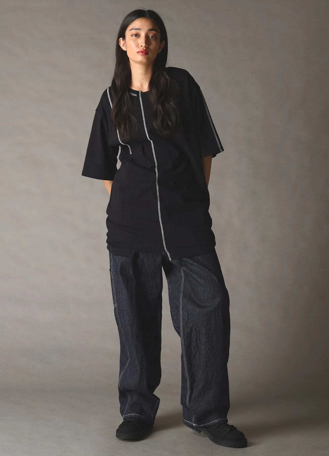 SLUB JERSEY SWITCHING T-SHIRT sold by Yohji Yamamoto product image thumbnail 2