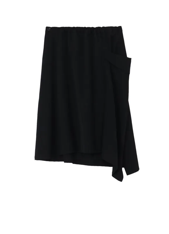 WOOL GABARDINE LEFT-DRAPED GATHERED SKIRT sold by Yohji Yamamoto