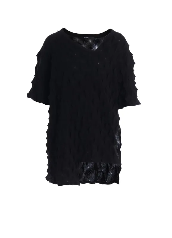 3D LINK STITCH ASYMMETRIC HALF SLEEVE TEE made by Yohji Yamamoto