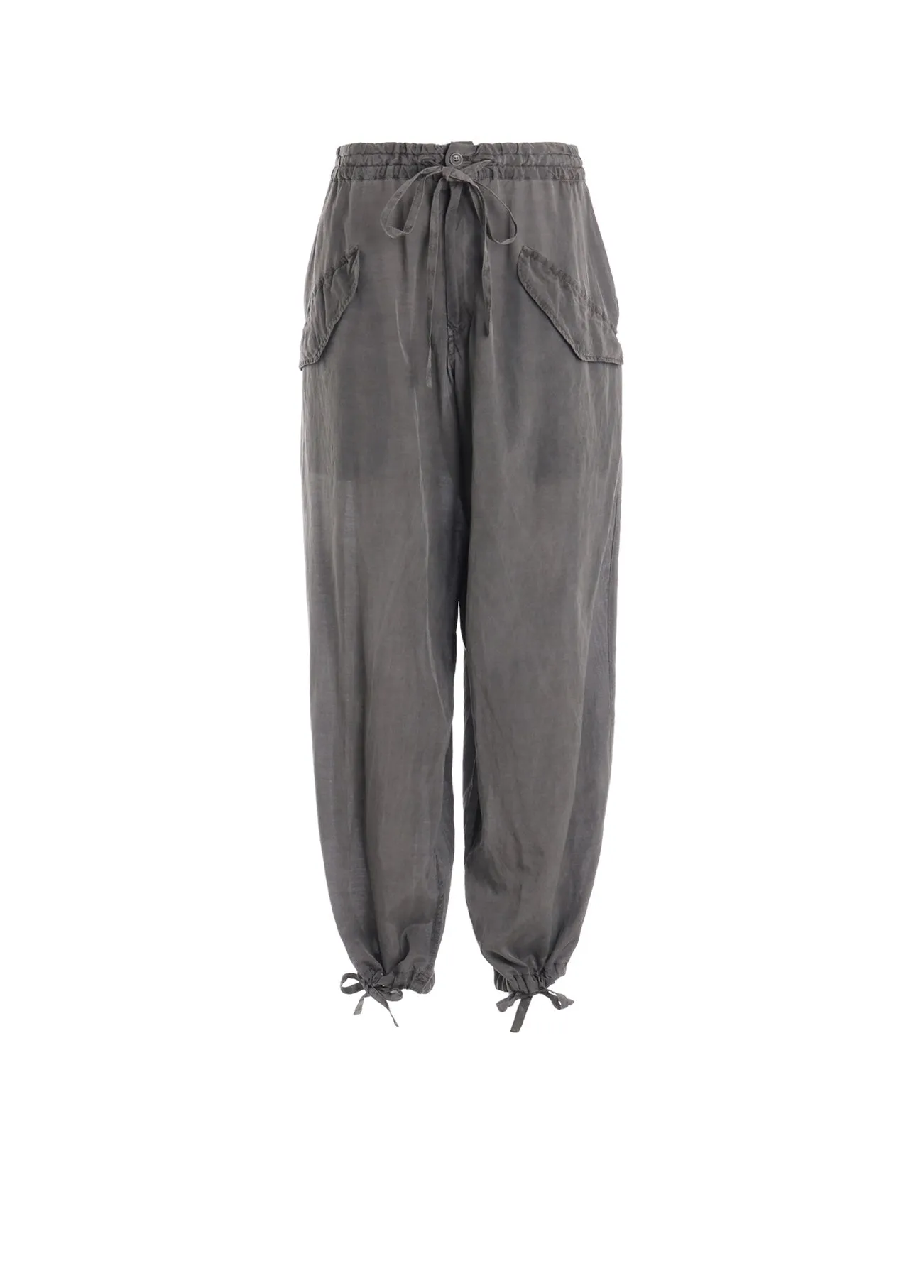 CUPRO/COTTON LAWN GARMENT DYED DRAW STRING PANTS sold by Yohji Yamamoto