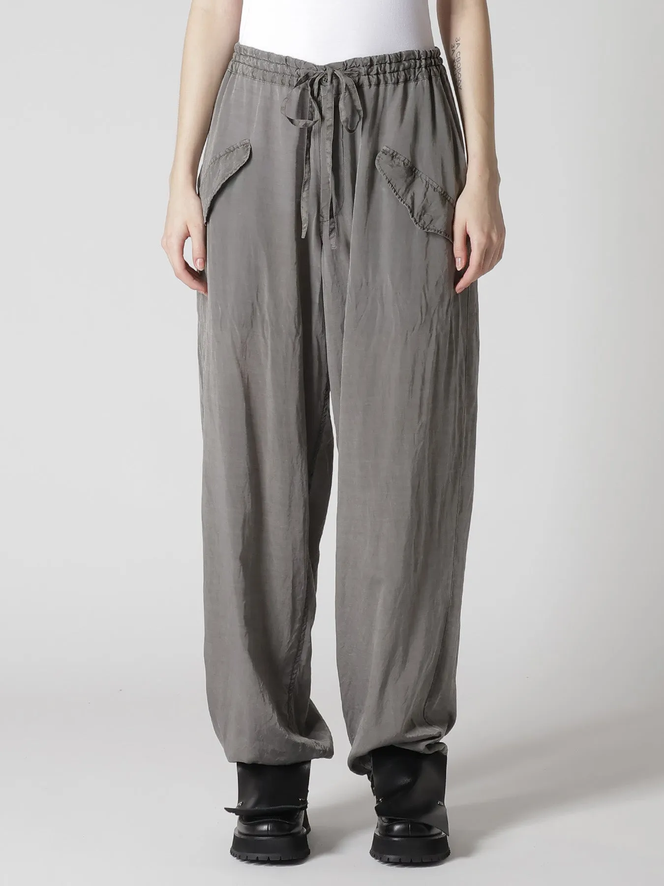 CUPRO/COTTON LAWN GARMENT DYED DRAW STRING PANTS sold by Yohji Yamamoto product image thumbnail 5
