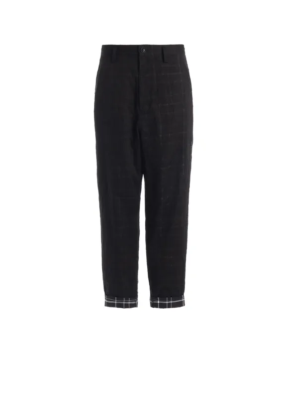 SHEER COTTON-LINEN PLAID LAYER PANTS made by Yohji Yamamoto