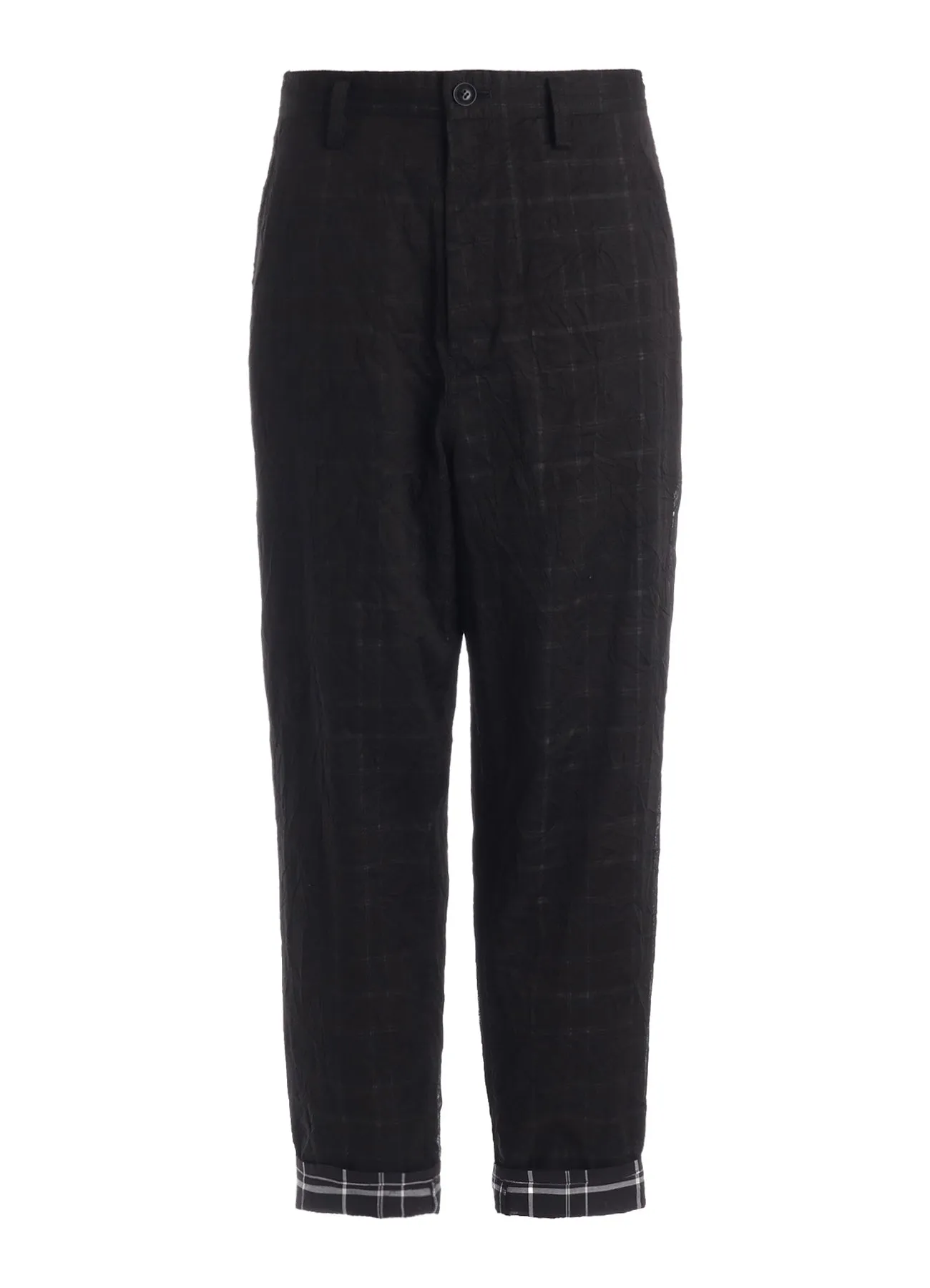 SHEER COTTON-LINEN PLAID LAYER PANTS sold by Yohji Yamamoto product image thumbnail 2