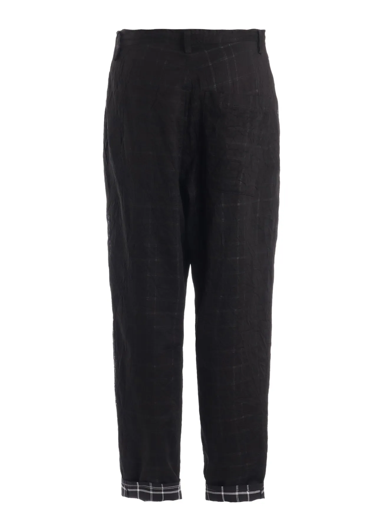SHEER COTTON-LINEN PLAID LAYER PANTS sold by Yohji Yamamoto product image thumbnail 3