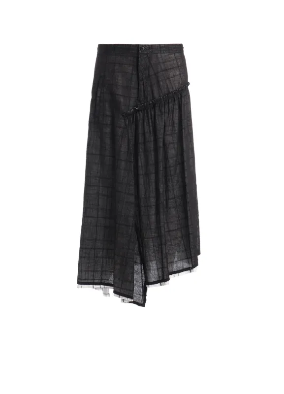 SHEER COTTON-LINEN PLAID LAYER SKIRT sold by Yohji Yamamoto