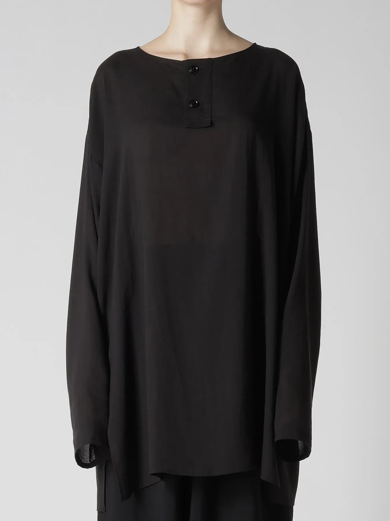 CELLULOSE LAWN HENLEY NECK PULLOVER sold by Yohji Yamamoto product image thumbnail 4