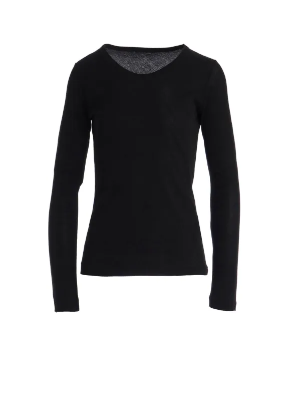 HIGH TWISTED SINGLE JERSEY LONG SLV ROUND NECK T sold by Yohji Yamamoto