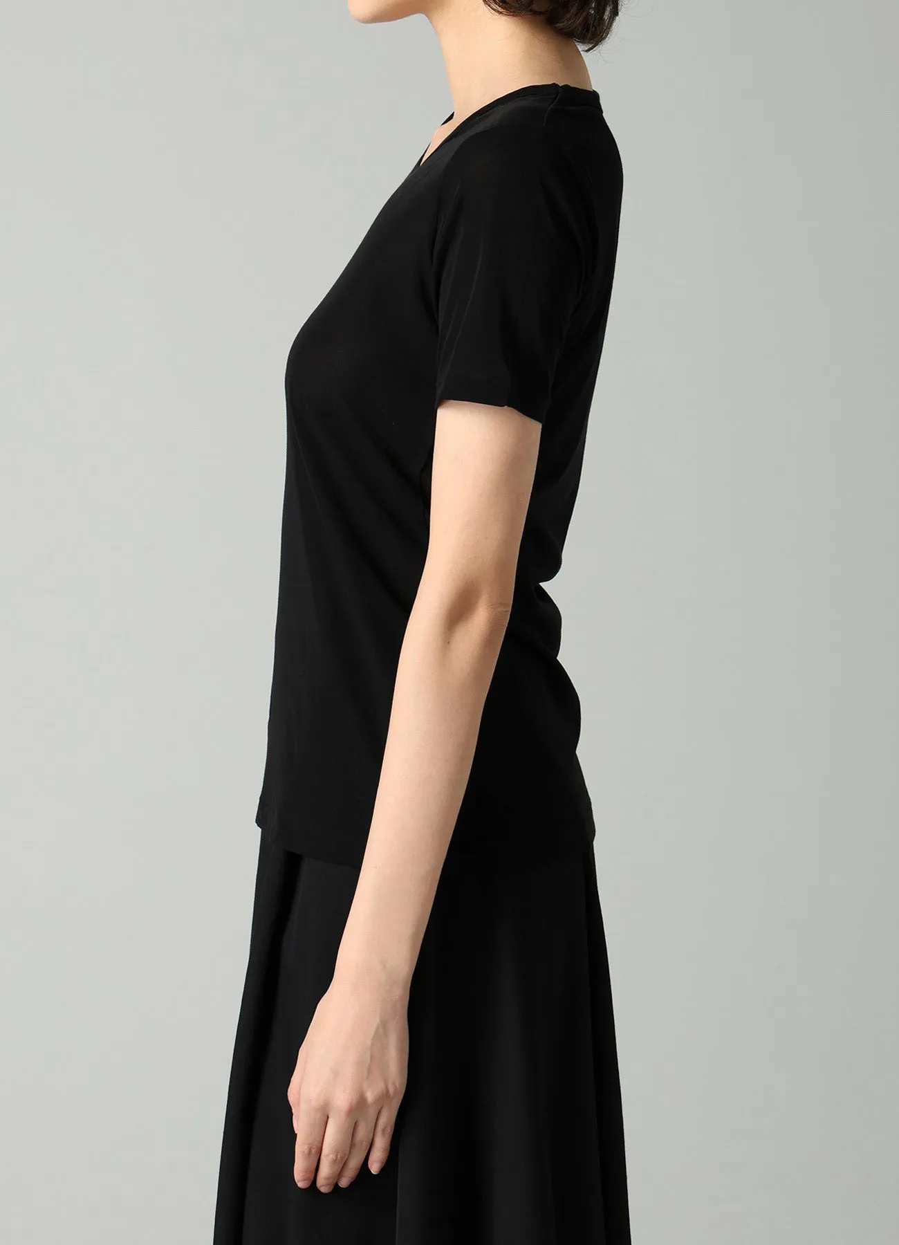 HIGH TWISTED SINGLE JERSEY SHORT SLV ROUND NECK T sold by Yohji Yamamoto product image thumbnail 3
