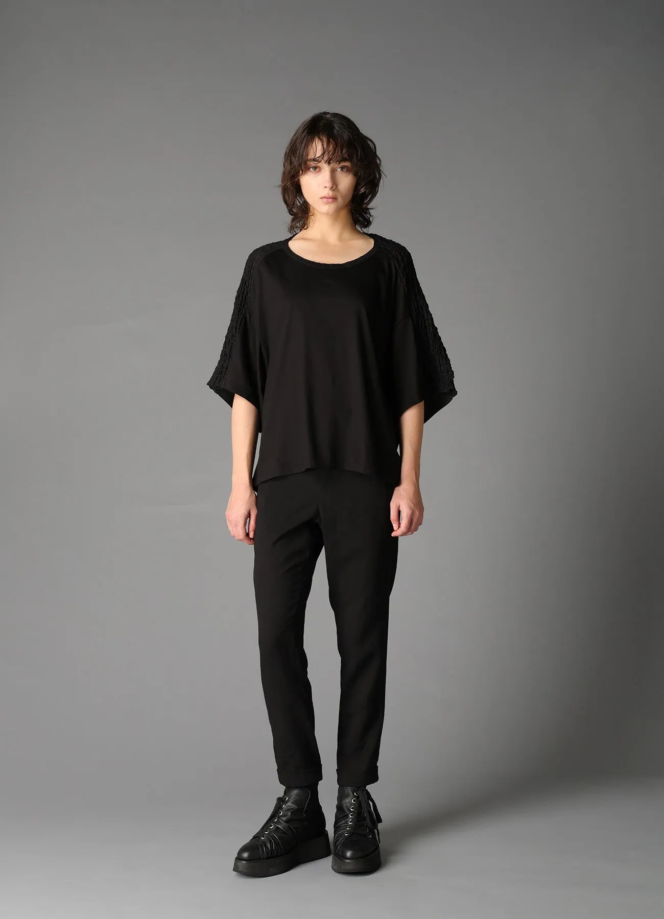 SINGLE JERSEY+SHRINKED LACE BACK TWIST DETAIL TEE sold by Yohji Yamamoto product image thumbnail 4