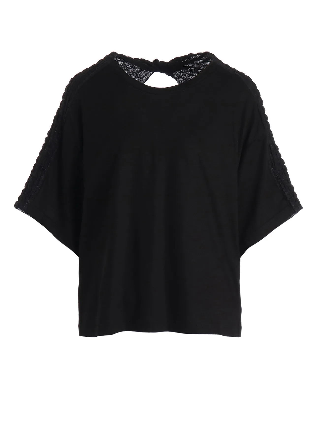 SINGLE JERSEY+SHRINKED LACE BACK TWIST DETAIL TEE sold by Yohji Yamamoto