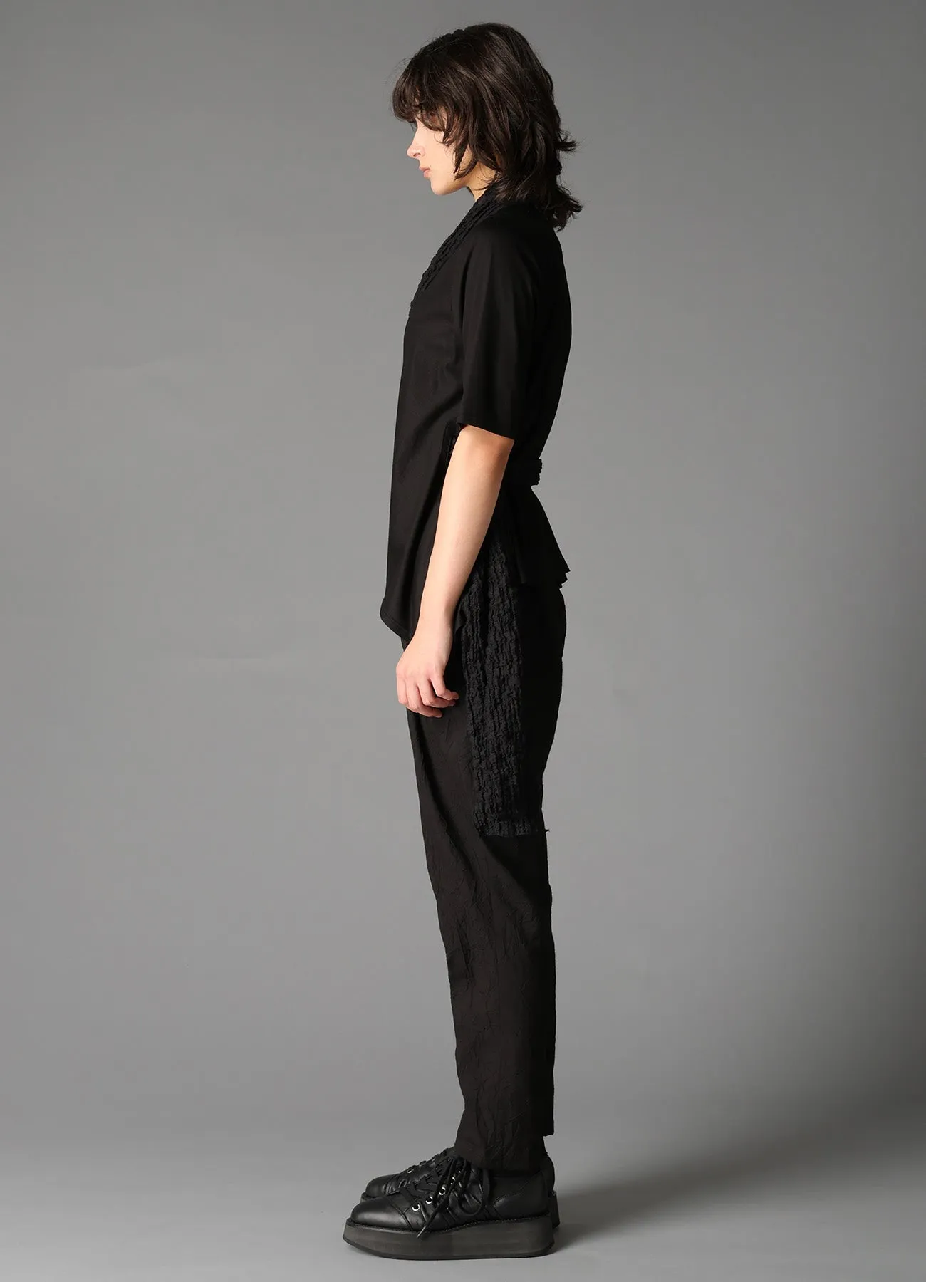 SINGLE JERSEY+SHRINKED LACE SCARF DETAIL SHORT CARDIGAN sold by Yohji Yamamoto product image thumbnail 5