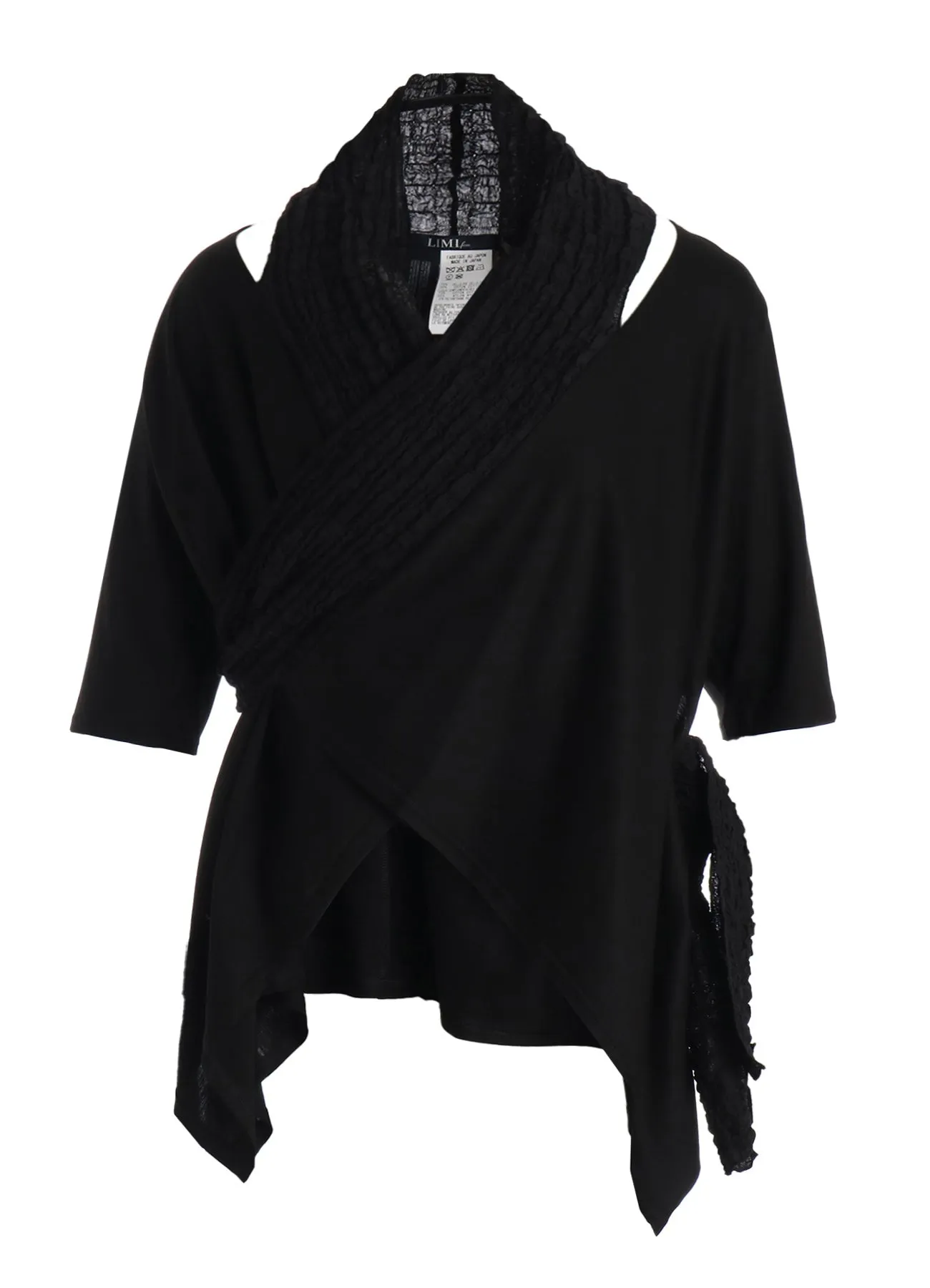 SINGLE JERSEY+SHRINKED LACE SCARF DETAIL SHORT CARDIGAN sold by Yohji Yamamoto product image thumbnail 2