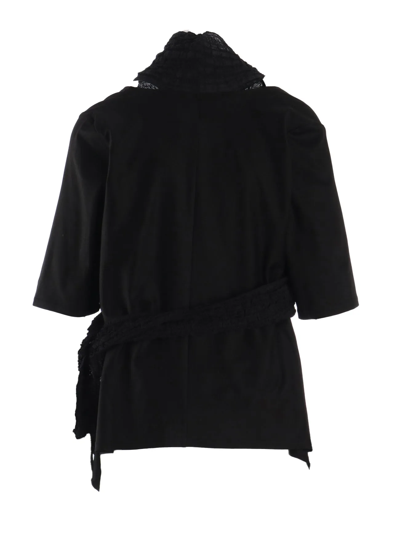 SINGLE JERSEY+SHRINKED LACE SCARF DETAIL SHORT CARDIGAN sold by Yohji Yamamoto product image thumbnail 3