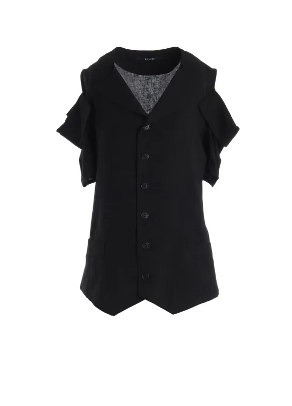 CELLULOSE/ LINEN LAWN OPEN SHOULDER JACKET sold by Yohji Yamamoto