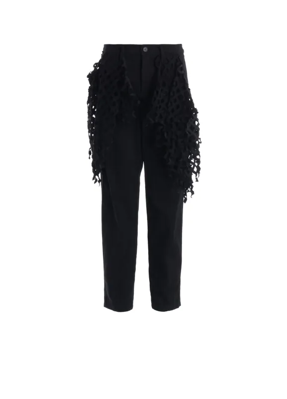 BLACK DENIM DESIGNED PANEL PANTS sold by Yohji Yamamoto