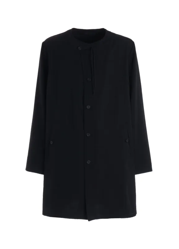 WASHER WOOL GABARDINE COLLARLESS LONG JACKET made by Yohji Yamamoto