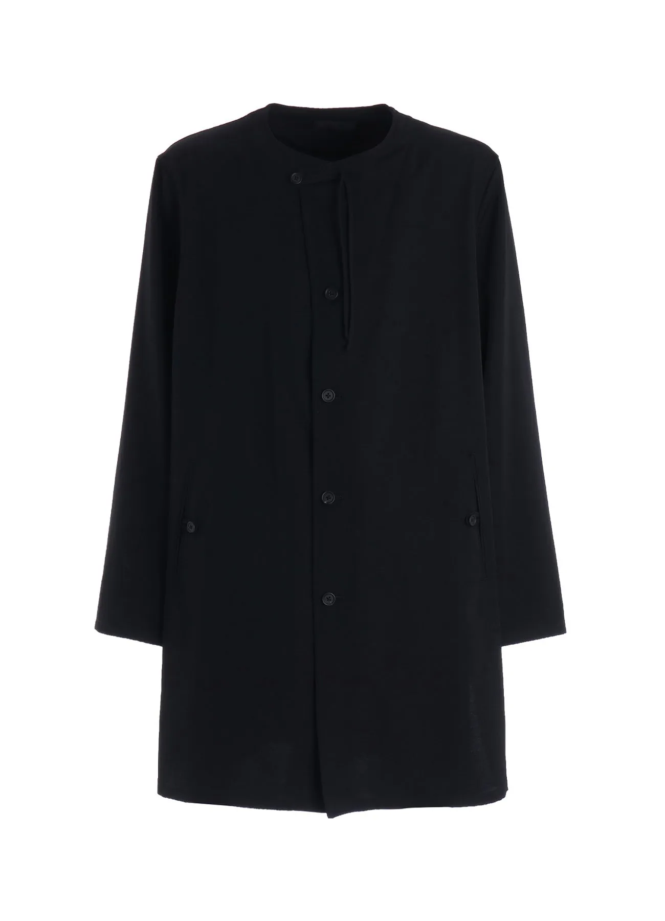 WASHER WOOL GABARDINE COLLARLESS LONG JACKET sold by Yohji Yamamoto