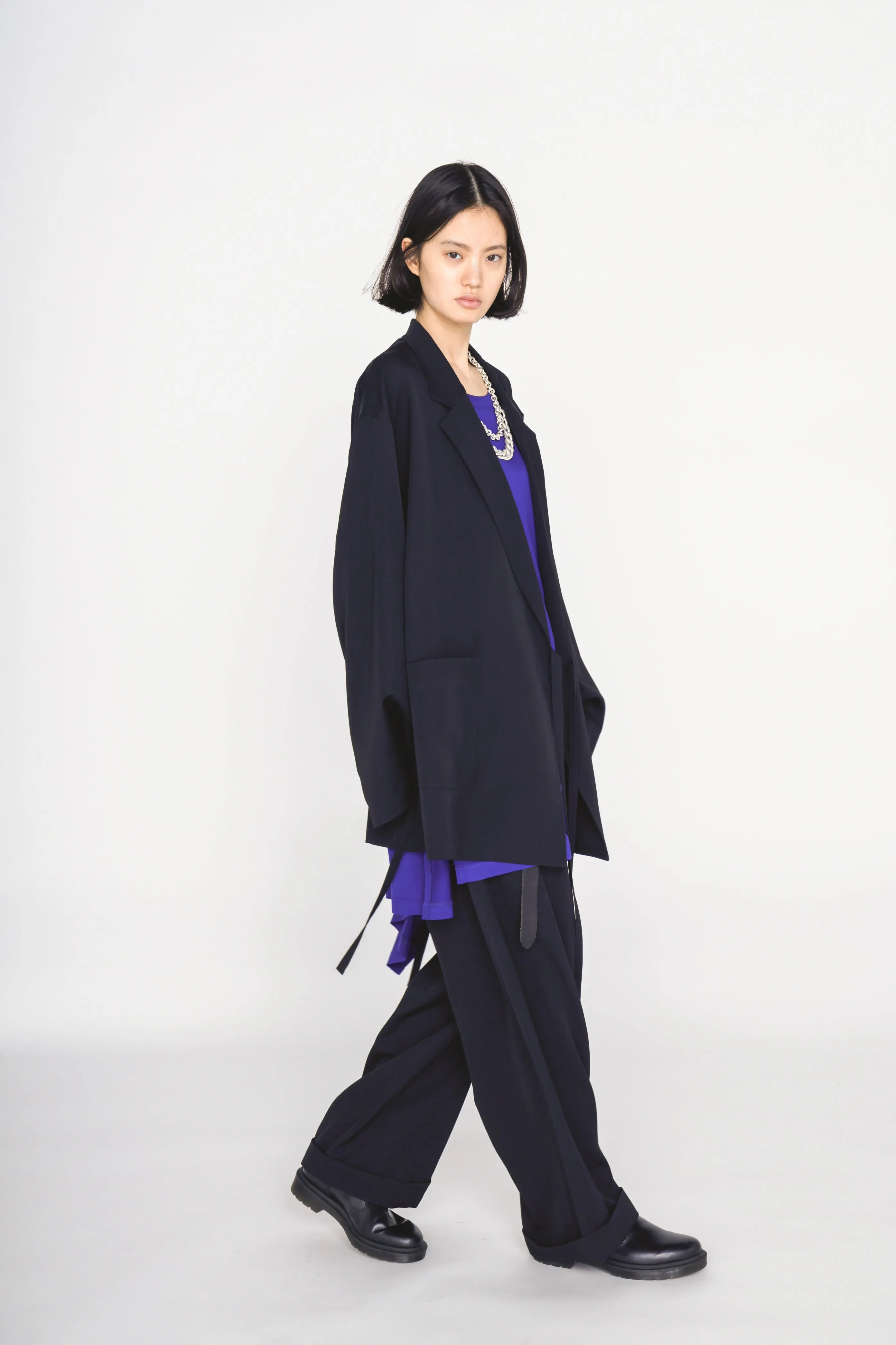 WASHER WOOL GABARDINE CINCH BACK BAGGY PANTS sold by Yohji Yamamoto product image thumbnail 5