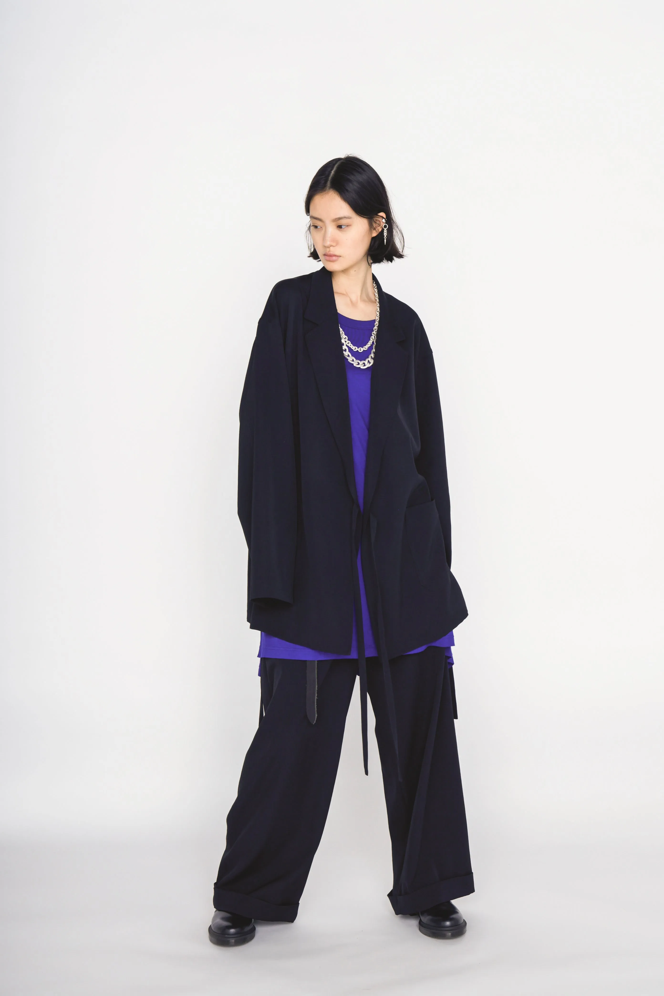 WASHER WOOL GABARDINE CINCH BACK BAGGY PANTS sold by Yohji Yamamoto product image thumbnail 2