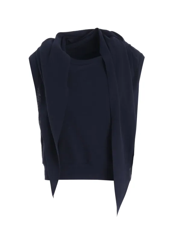 COTTON GAUZE FRAISE DRAPE TIE SLEEVELESS TEE made by Yohji Yamamoto