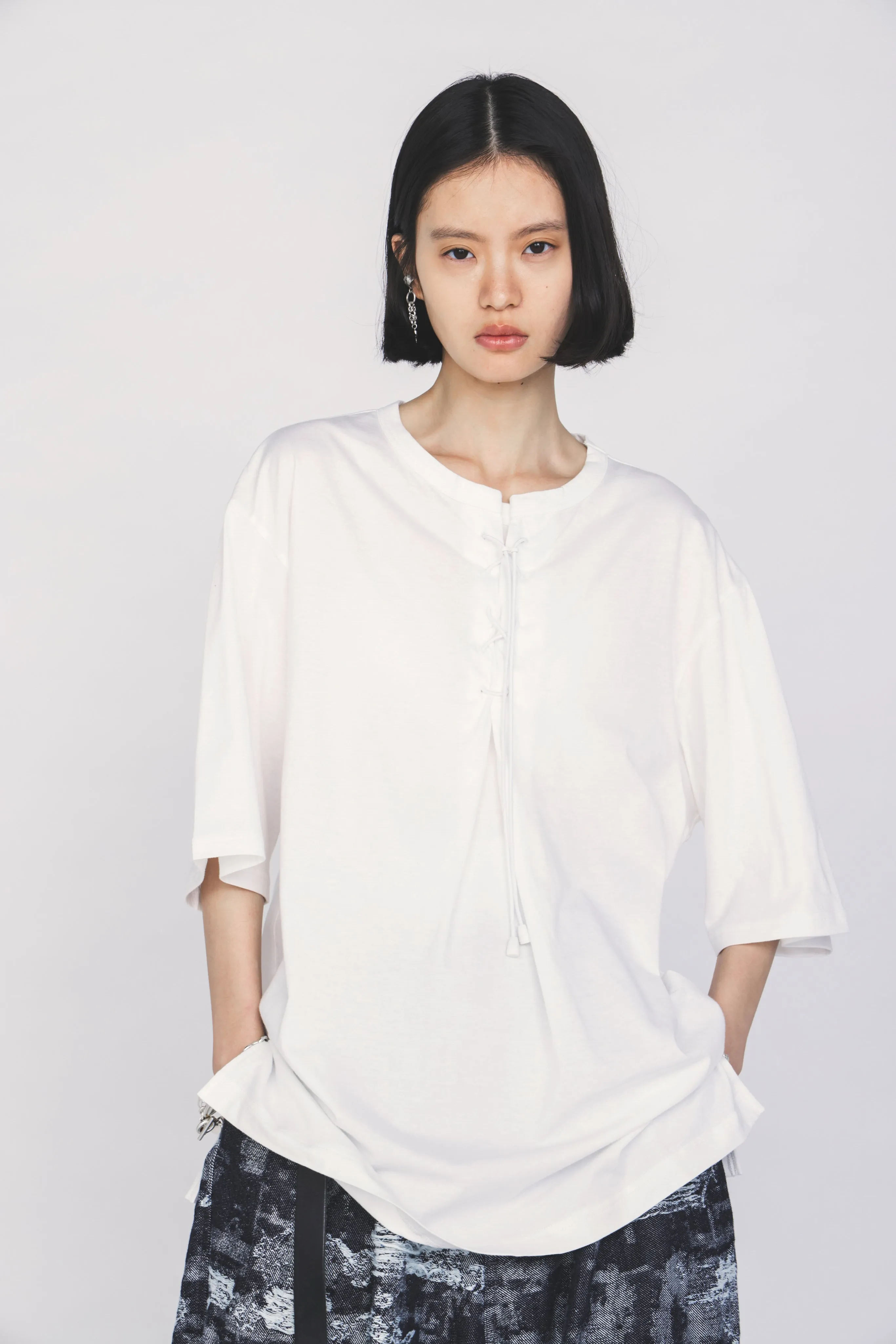 30/COTTON JERSEY LACE-UP T-SHIRT sold by Yohji Yamamoto product image thumbnail 5