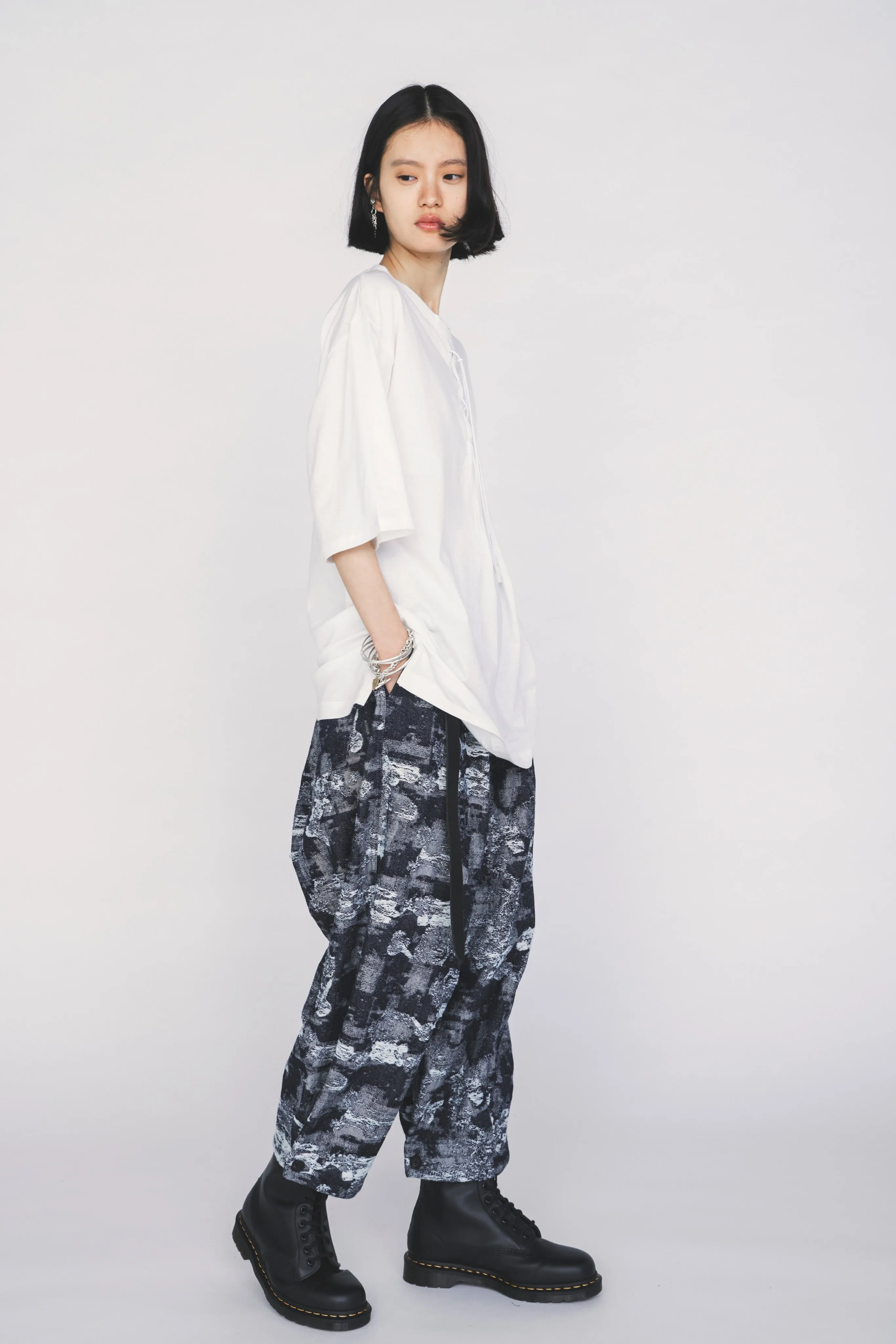 30/COTTON JERSEY LACE-UP T-SHIRT sold by Yohji Yamamoto product image thumbnail 3