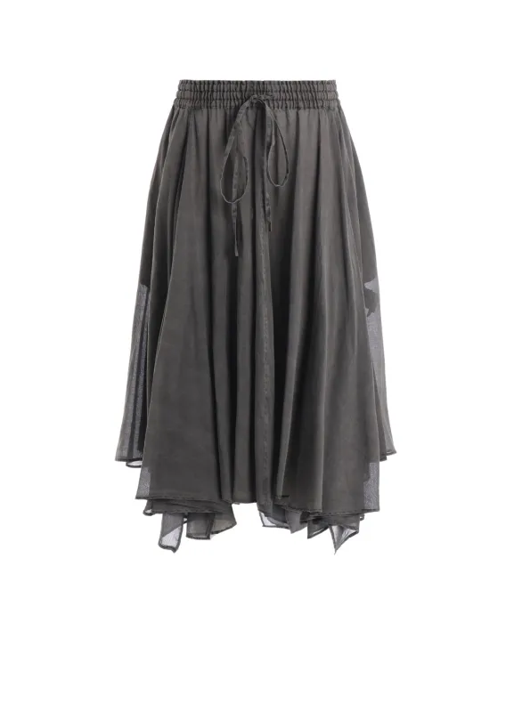 CUPRO/COTTON GARMENT DYED FLARE GATHER SKIRT sold by Yohji Yamamoto