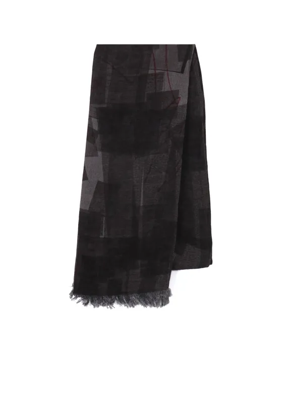 RAYON/LINEN NEWSPAPER PRINT SCARF made by Yohji Yamamoto