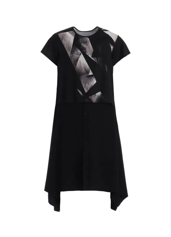 GEOMETRIC CREPE DE CHINE LONG SHIRT LAYERED T made by Yohji Yamamoto