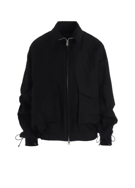 MIXED WEAVE TWILL SHIRRING SLEEVE JACKET made by Yohji Yamamoto