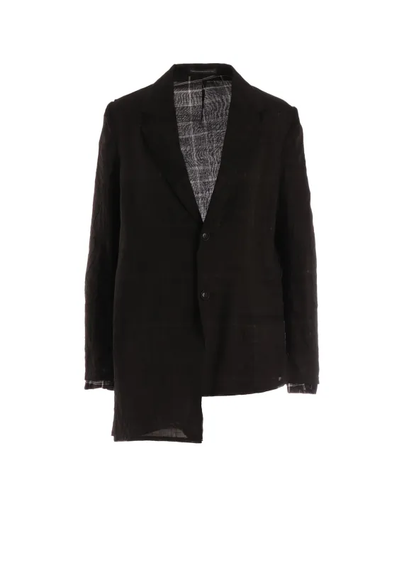 SHEER COTTON－LINEN PLAID LAYER JACKET made by Yohji Yamamoto
