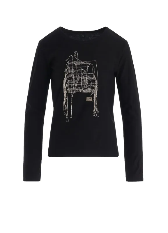 RANDOM STITCH EMBROIDERY LONG SLEEVE TEE made by Yohji Yamamoto
