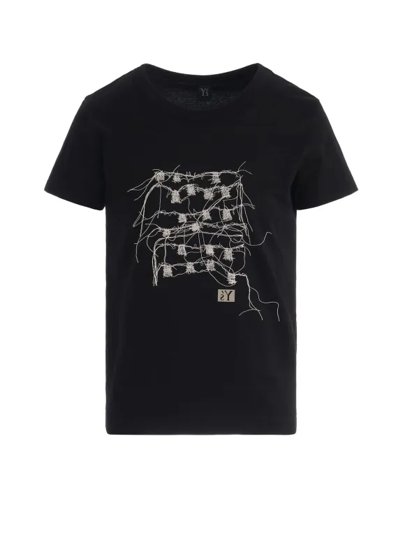 RANDOM STITCH EMBROIDERY SHORT SLEEVE TEE made by Yohji Yamamoto