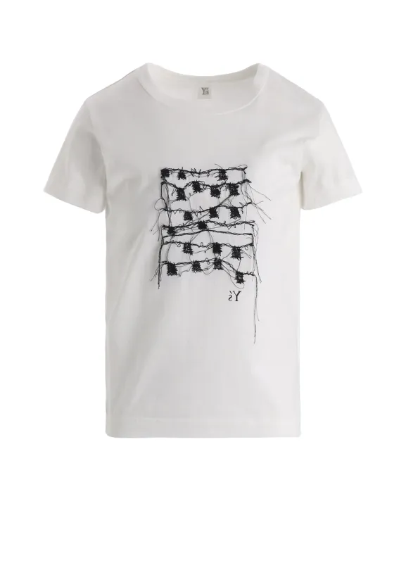 RANDOM STITCH EMBROIDERY SHORT SLEEVE TEE made by Yohji Yamamoto