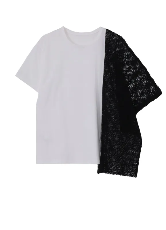 LACE COMBINATION HALF SLEEVE TEE made by Yohji Yamamoto