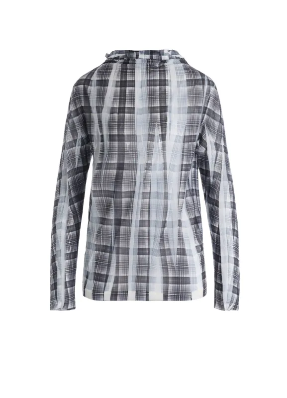 PLEATED PLAID PRINT OFF-NECK TEE made by Yohji Yamamoto