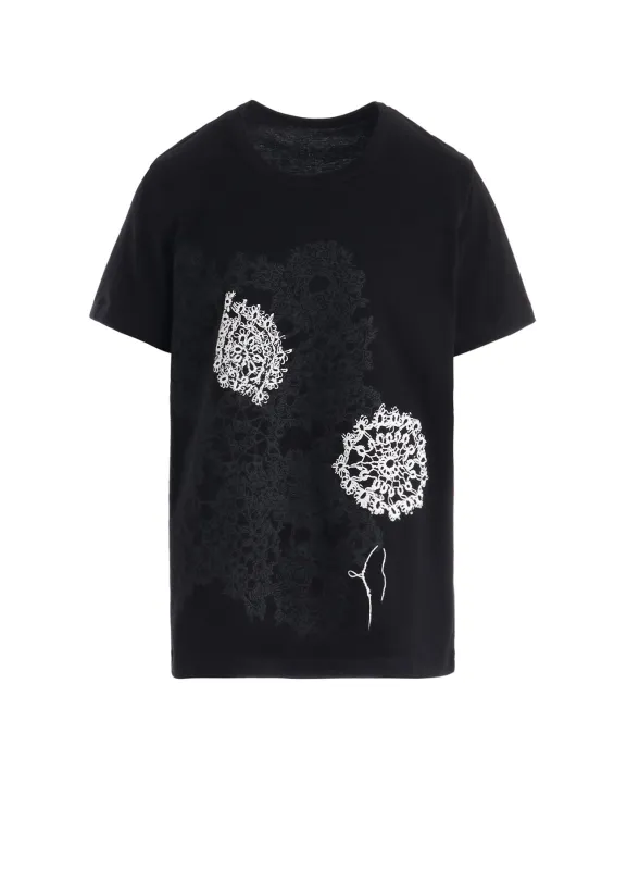 COTTON JERSEY LACE PRINT SHORT SLEEVE TEE made by Yohji Yamamoto