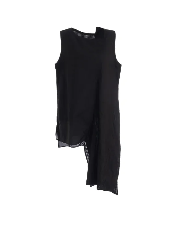 PATCHWORK ASYMETERIC SLEEVELESS BLOUSE made by Yohji Yamamoto
