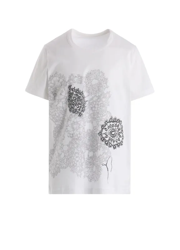 COTTON JERSEY LACE PRINT SHORT SLEEVE TEE made by Yohji Yamamoto
