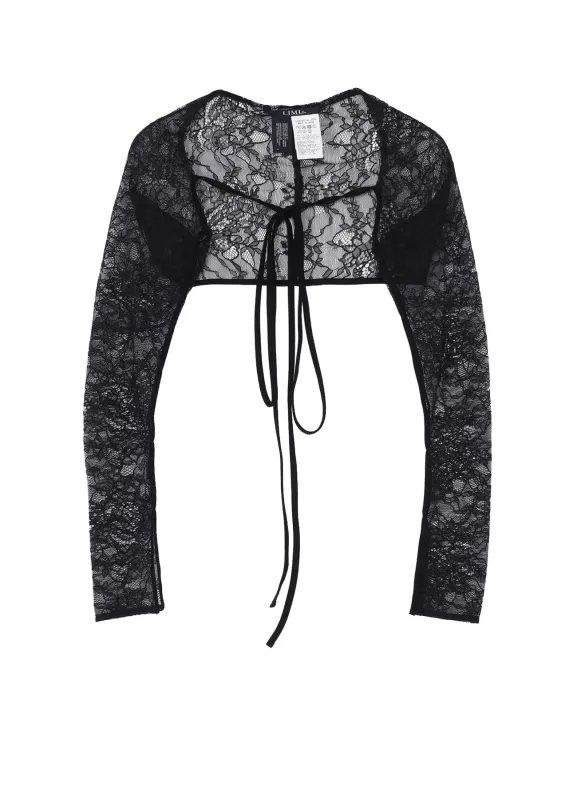 FLOWER LACE+SIGLE JERSEY SLEEVE SLIT BOLERO made by Yohji Yamamoto