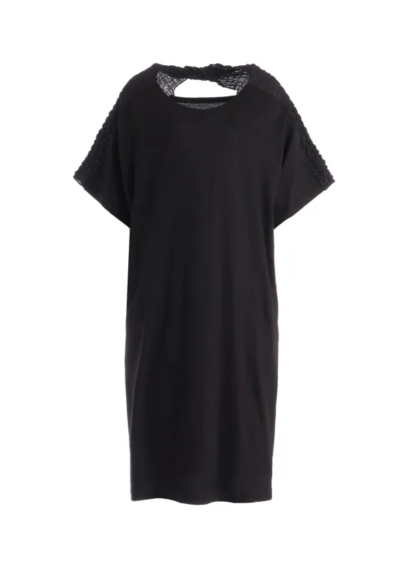 SINGLE JERSEY+SHRINKED LACE BACK TWIST DETAIL DRESS made by Yohji Yamamoto
