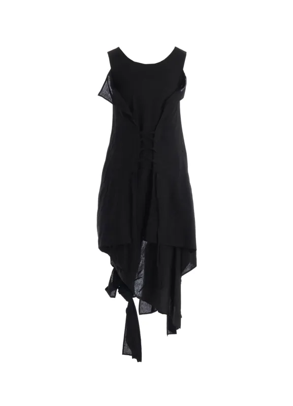 CELLULOSE/ LINEN LAWN LACE UP DRESS made by Yohji Yamamoto
