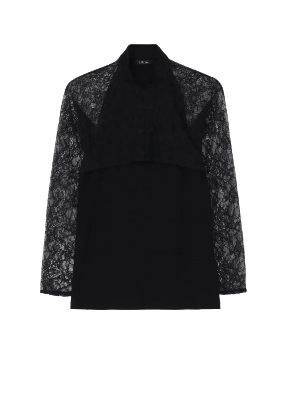 FLOWER LACE+SIGLE JERSEY LACE COMBI TEE made by Yohji Yamamoto