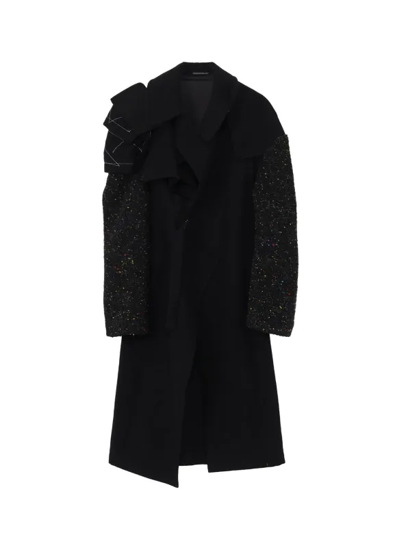 SHRINKED WOOL SERGE R DOUBLE LAYERED BELTED COAT made by Yohji Yamamoto