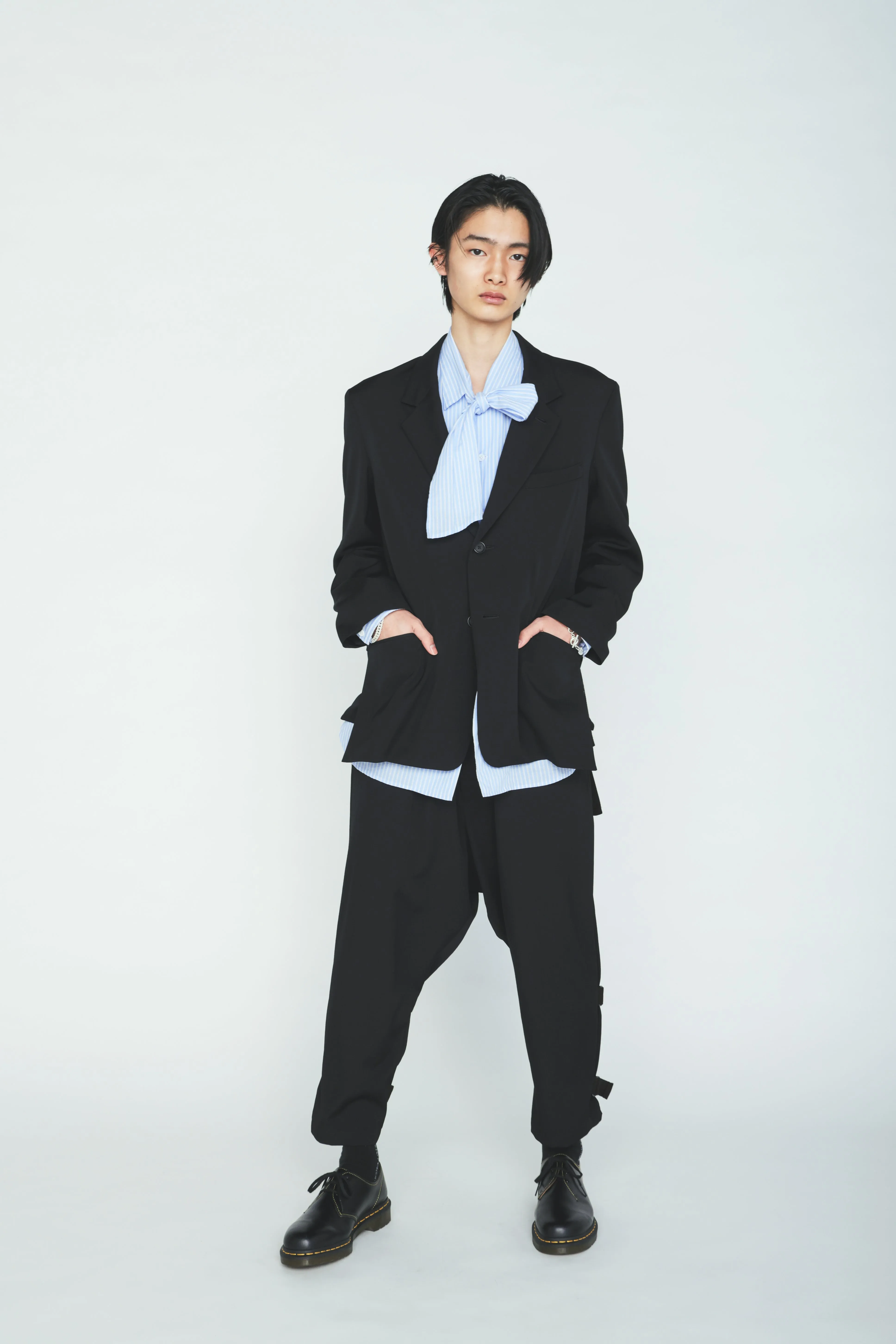WASHER WOOL GABARDINE SIDE LEG STRAPS PANTS sold by Yohji Yamamoto product image thumbnail 2