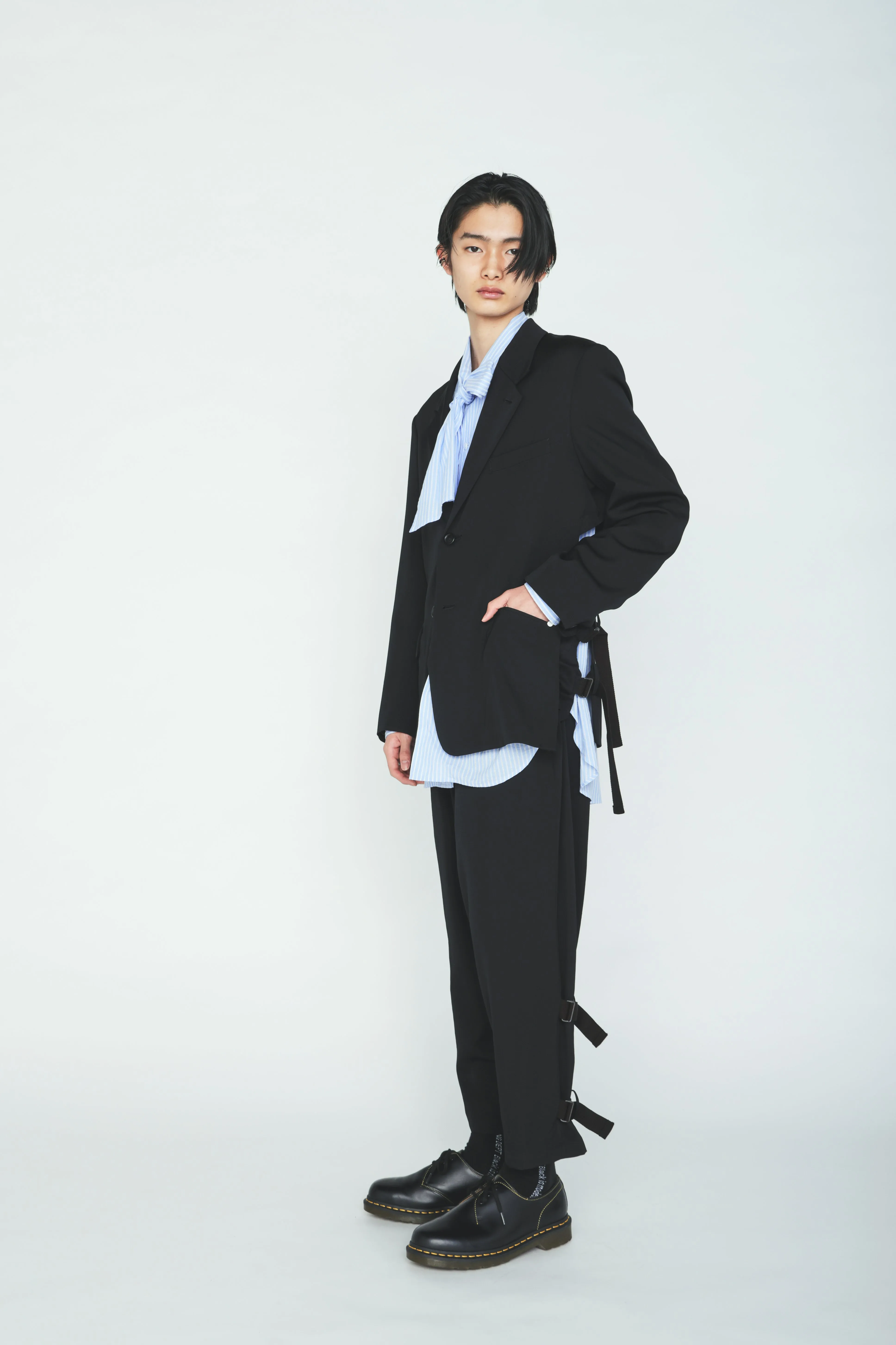 WASHER WOOL GABARDINE SIDE LEG STRAPS PANTS sold by Yohji Yamamoto product image thumbnail 3
