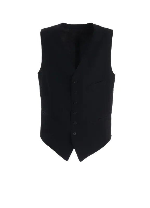 WASHER WOOL GABARDINE V NECK VEST made by Yohji Yamamoto