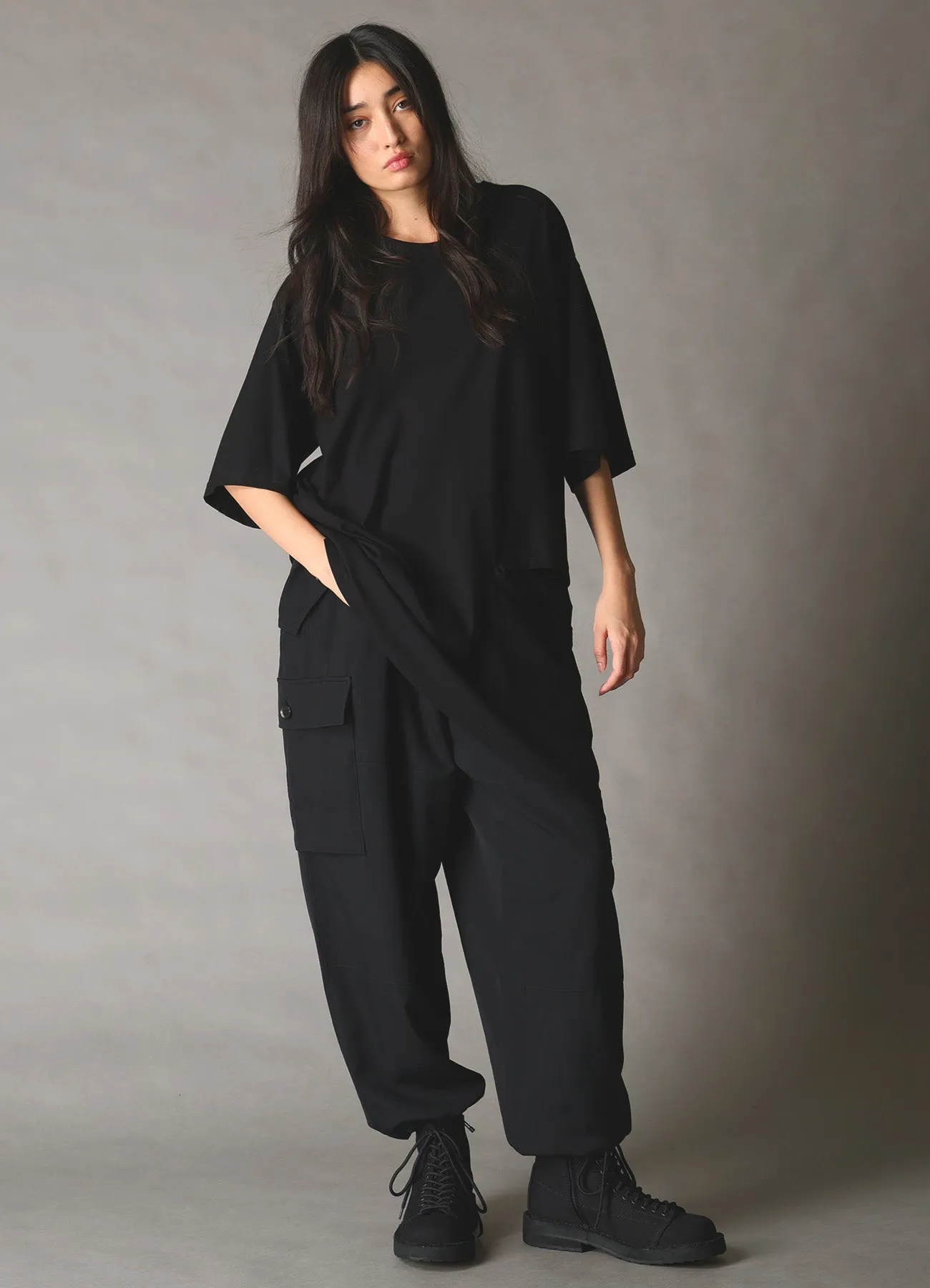 30 HARD TWIST STRETCH JERSEY LEFT CUT-OUT T-SHIRT sold by Yohji Yamamoto product image thumbnail 2