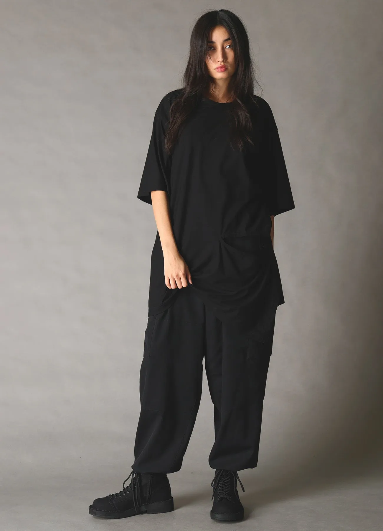 30 HARD TWIST STRETCH JERSEY LEFT CUT-OUT T-SHIRT sold by Yohji Yamamoto product image thumbnail 3