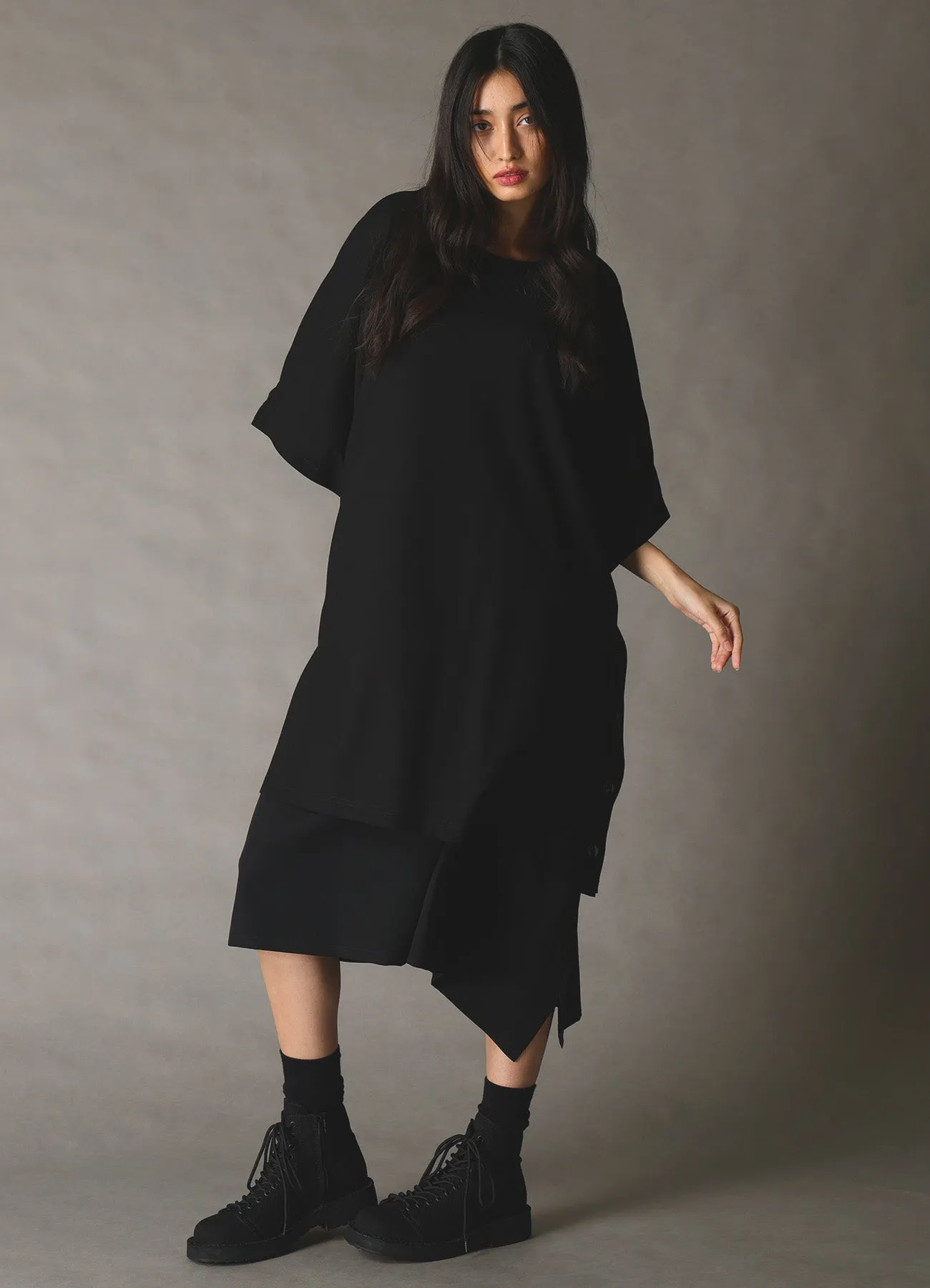 30 HARD TWIST STRETCH JERSEY SIDE BUTTON BIG T-SHIRT sold by Yohji Yamamoto product image thumbnail 2